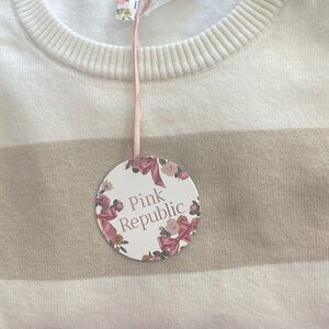 Pink Republic Soft Beige and Cream Striped Sweater.